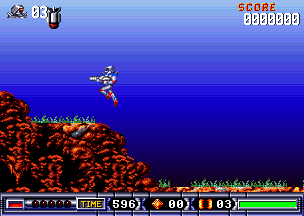 Ein typischer Copperbalken-Farbverlauf als Hintergrund im Spiel